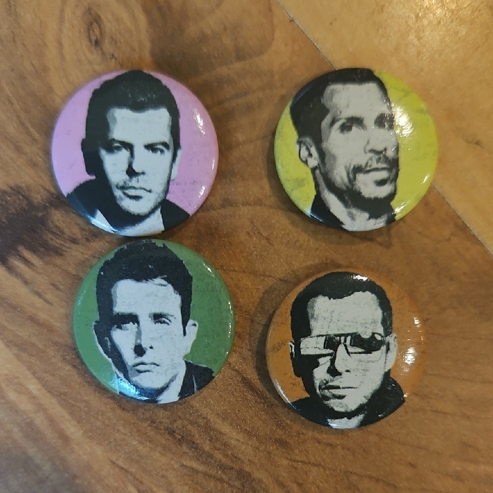 Set of Four Vintage 1980s New Kids On The Block Pop Art Style Pins